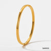 Stacked Geometric Oval Gold Glossy Plain Ring Bracelet In Stainless Steel With Electroplating