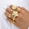 Stacked Ins Style Women's Special Shaped Pearl Gemstone Ring Set Zinc Alloy Electroplated