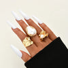 Stacked Ins Style Women's Special Shaped Pearl Gemstone Ring Set Zinc Alloy Electroplated