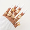 Stacked Ins Style Women's Special Shaped Pearl Gemstone Ring Set Zinc Alloy Electroplated