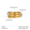 Stacked Interlocking Ring In Geometric Shape Stainless Steel Jewelry With Pvd Furnace Vacuum Real Gold Plating For Unisex