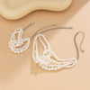 Stacked Knot Imitation Pearl Multilayer Clavicle Chain Necklace Geometric Style Handmade For Women