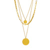 Stacked Multi Layer Round Pendant Necklace With Geometric Pattern Made Of Titanium Steel Electroplated For Women And Men