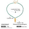 Stacked Natural Stone Ocean Style Hammer Pattern Coconut Tree Pendant Stainless Steel Clavicle Chain Necklace With Electroplating
