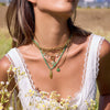 Stacked Natural Stone Ocean Style Hammer Pattern Coconut Tree Pendant Stainless Steel Clavicle Chain Necklace With Electroplating