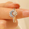 Stacked Open Ring Women's Copper Diamond Retro Design Sun And Moon Style