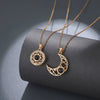 Stacked Open Ring Women's Copper Diamond Retro Design Sun And Moon Style