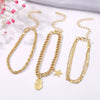 Stacked Retro Fivepointed Star Alloy Bracelet Fourpiece Set Electroplated Geometric Design For Men And Women