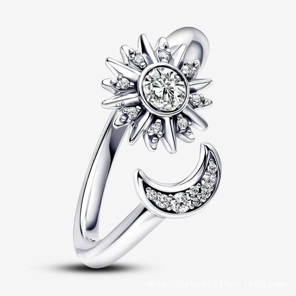 Stacked Ring Copper Light Luxury Geometric Star Pattern Set With Diamonds Women's