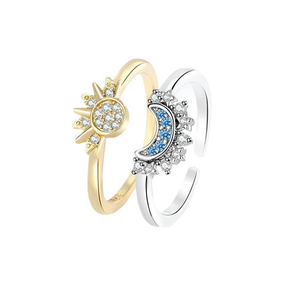 Stacked Ring Copper Light Luxury Geometric Star Pattern Set With Diamonds Women's
