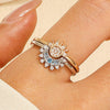 Stacked Ring Copper Light Luxury Geometric Star Pattern Set With Diamonds Women's