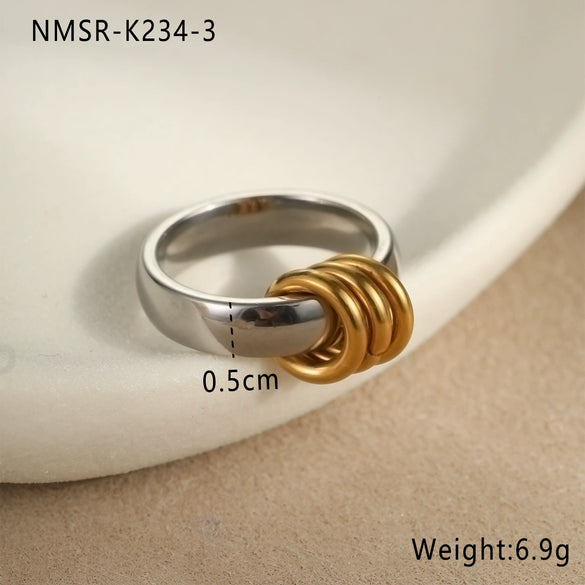 Stacked Ring Stainless Steel Geometric Light Luxury Style Gold Plated Women's