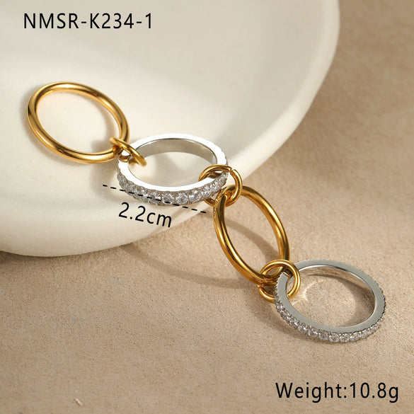 Stacked Ring Stainless Steel Geometric Light Luxury Style Gold Plated Women's