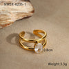Stacked Ring Stainless Steel Geometric Light Luxury Style Gold Plated Women's