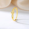 Stacked Ring 925 Sterling Silver 18K Gold Flower Pattern Electroplated Women's