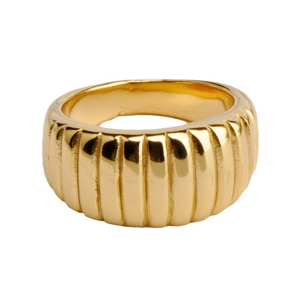Stacked Ring Titanium Steel Plaid Wave Electroplated