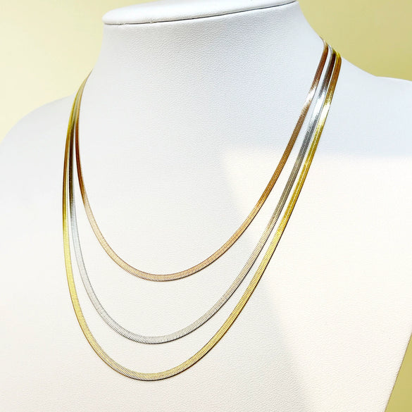 Stacked Snake Bone Chain Necklace Stainless Steel Electroplating Unisex Simple Trendy Hip Hop Style