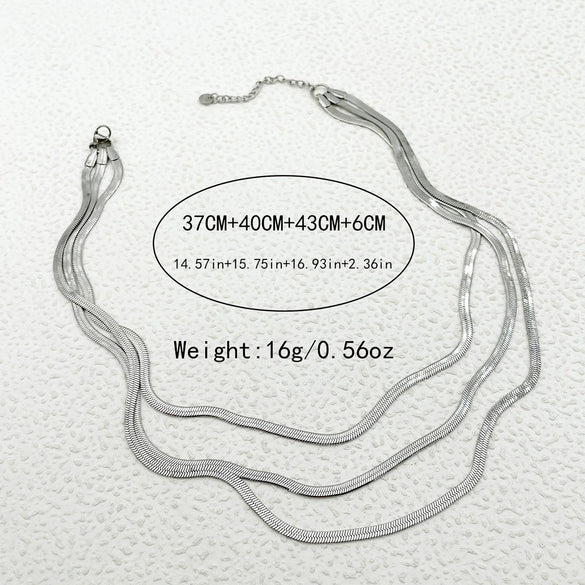 Stacked Snake Bone Chain Necklace Stainless Steel Electroplating Unisex Simple Trendy Hip Hop Style