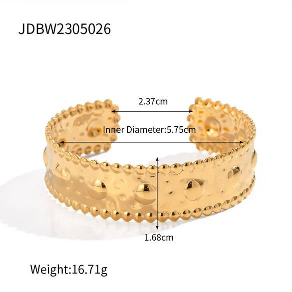 Stacked Stainless Steel And Titanium Steel Embossed Geometric Style Bracelet Accessories With Electroplating