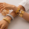 Stacked Stainless Steel And Titanium Steel Embossed Geometric Style Bracelet Accessories With Electroplating