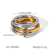 Stacked Stainless Steel Geometric Women's Rings With Electroplating
