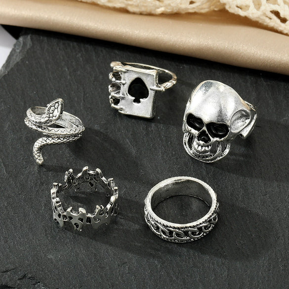 Stacked Style Geometric Alloy Ring Suit Electroplated For Unisex