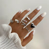 Stacked Style Geometric Alloy Ring Suit Electroplated For Unisex
