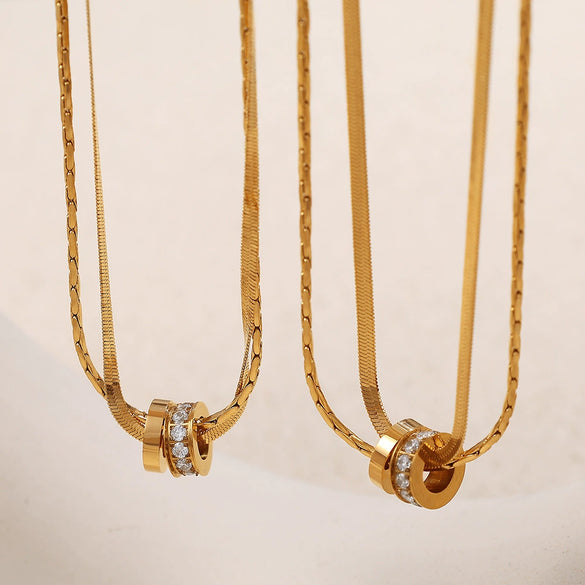 Stacked Style 316L Stainless Steel Gold Plated Women's Fashionable Simple Light Luxury Necklace