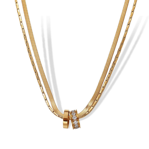 Stacked Style 316L Stainless Steel Gold Plated Women's Fashionable Simple Light Luxury Necklace