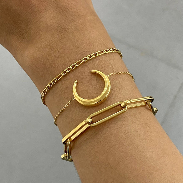 Stacked Wear Niche Design Sense Women's Stainless Steel Geometric Bracelet With Electroplating