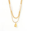 Stacked Wind Jewelry Freshwater Pearl Round Beaded Love Pendant Copper Necklace With Geometric Design And Electroplating