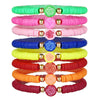 Stacking Bracelet Set Polymer Clay Handmade Geometric Style Colorful Soft Oil Dripping White Smiley Face Bohemian