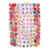 Stacking Bracelet Set Polymer Clay Handmade Geometric Style Colorful Soft Oil Dripping White Smiley Face Bohemian