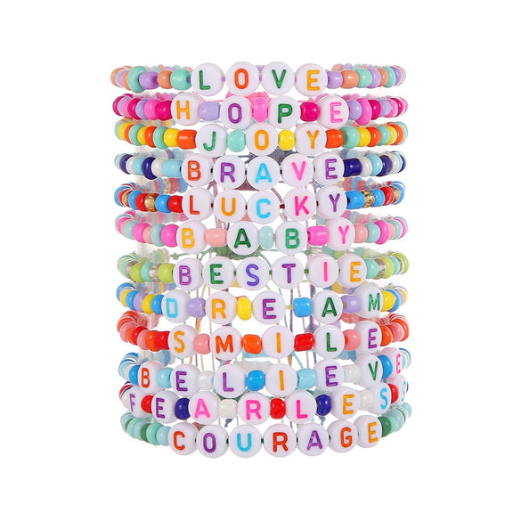 Stacking Bracelet Set Polymer Clay Handmade Geometric Style Colorful Soft Oil Dripping White Smiley Face Bohemian