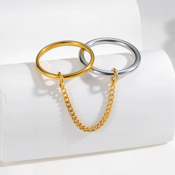 Stacking Rings Titanium Steel Geometric Electroplated Hand Jewelry For Women