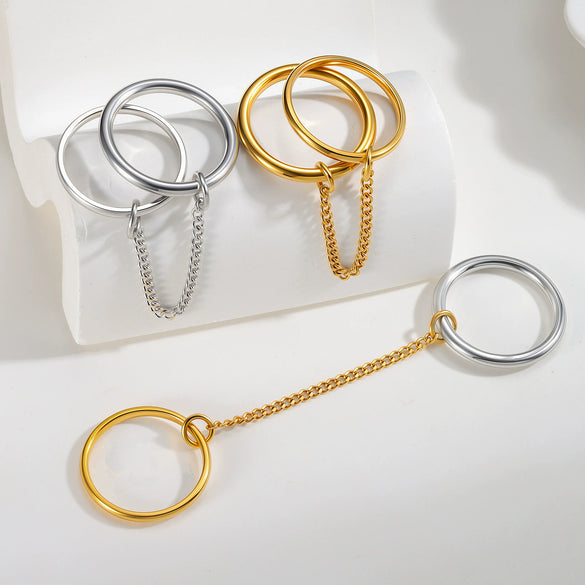 Stacking Rings Titanium Steel Geometric Electroplated Hand Jewelry For Women