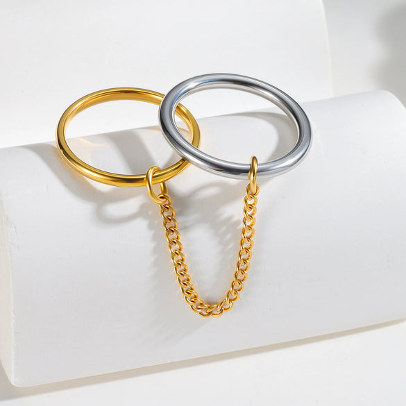 Stacking Rings Titanium Steel Geometric Electroplated Hand Jewelry For Women
