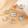 Stacking Style Alloyacrylic Drill Geometric Ring For Women With Electroplating