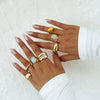 Stacking Style Alloyacrylic Drill Geometric Ring For Women With Electroplating