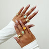 Stacking Style Alloyacrylic Drill Geometric Ring For Women With Electroplating