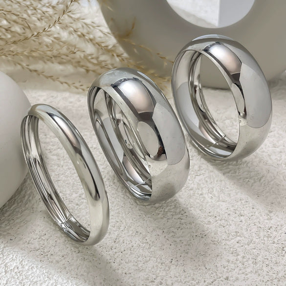 Stacking Style Iron Metallic Arc Smooth Electroplated Bracelet