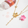 Stacking Style Stainless Steel Flower Yshaped Clavicle Chain Necklace With Electroplating And Zircon