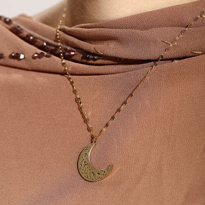 304 Stainless Steel 18K Gold Plated Raw Steel Casual Nordic Style XUPING Asymmetrical Hollow Out Moon Necklace