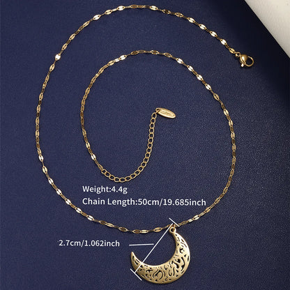 304 Stainless Steel 18K Gold Plated Raw Steel Casual Nordic Style XUPING Asymmetrical Hollow Out Moon Necklace