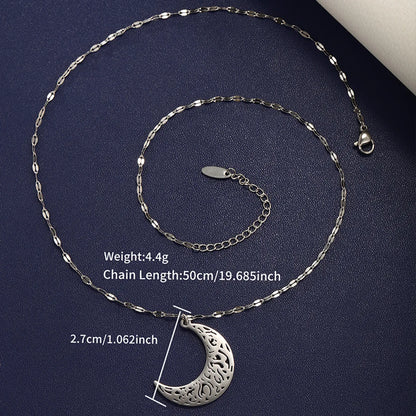 304 Stainless Steel 18K Gold Plated Raw Steel Casual Nordic Style XUPING Asymmetrical Hollow Out Moon Necklace