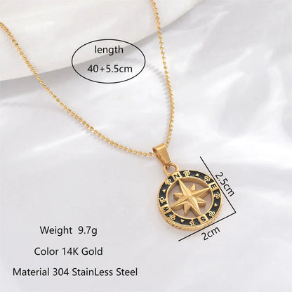 Stainless Steel 14K Gold Plated Classic Style Cool Style Hexagram Universe Eye Enamel Inlay Turquoise Pendant Necklace