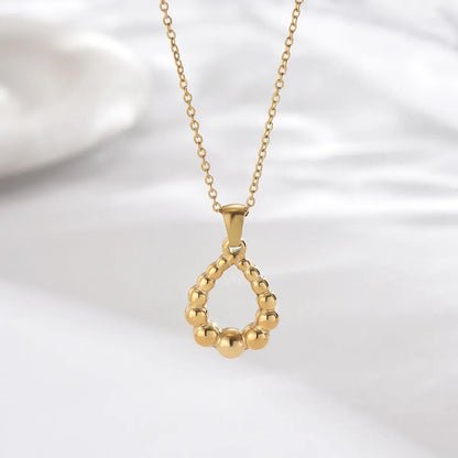 Stainless Steel 14K Gold Plated Elegant Romantic Classic Style Round Water Droplets Heart Shape Hollow Out Inlay Zircon Double Layer Necklaces Pendant Necklace