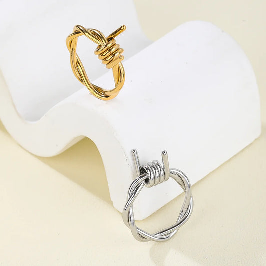 Stainless Steel 14K Gold Plated Hip-Hop Simple Style Curve Polishing Plating Rings