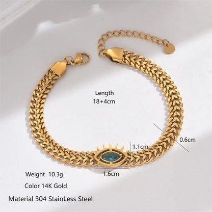 Stainless Steel 14K Gold Plated Simple Style Classic Style Round Devil's Eye Enamel Inlay Zircon Bracelets