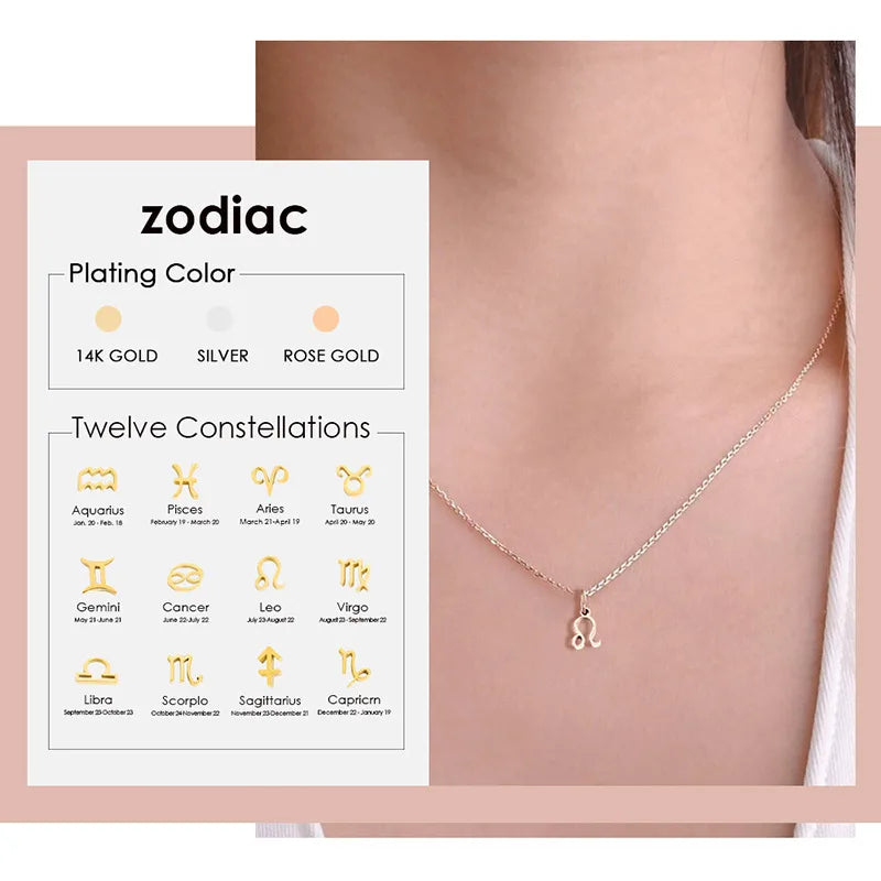 Stainless Steel 14K Gold Plated Rose Gold Plated Simple Style Plating Constellation Pendant Necklace